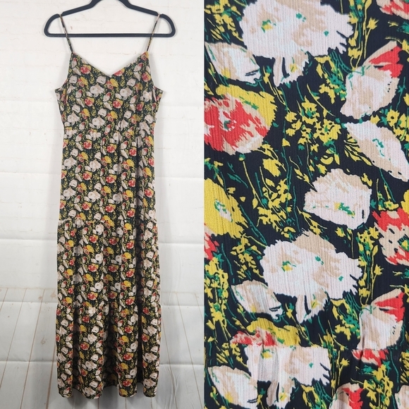 J. Crew Mercantile Preppy Feminine Spaghetti Strap Sweet Pea Floral Maxi Dress 4 - Picture 1 of 16
